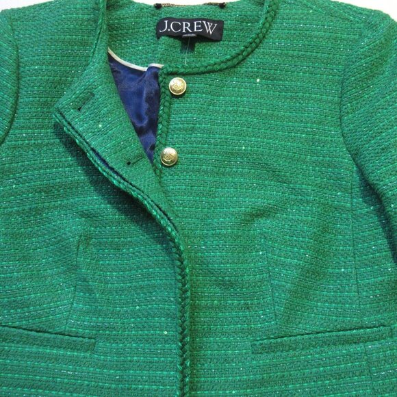 NWT J.Crew Louisa Lady Jacket in Summer Green Sequin Tweed Cropped 10 - Picture 4 of 6
